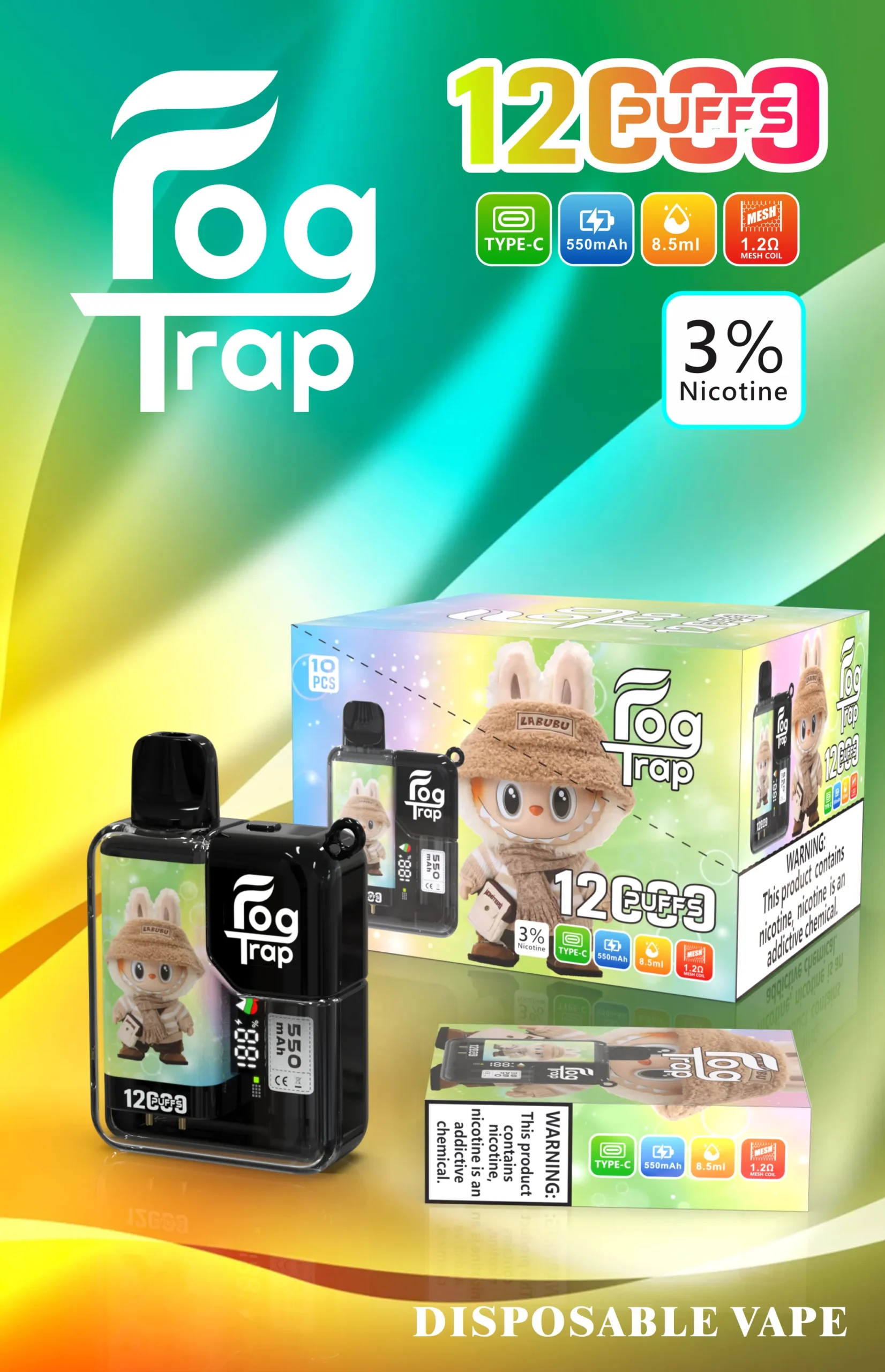 Fog Trap拉布布×蠟筆小新聯名款12000口拋棄式小煙|卡通造型吸睛×耐抽好入口 Fog-trap